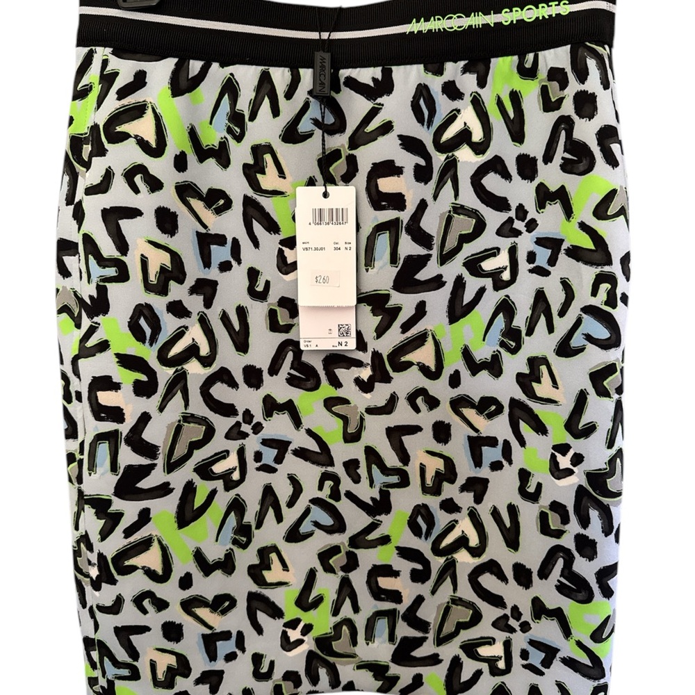 NEW NWT Marc Cain Sports Black Lime Green Stretch Sports/Dress Skirt N2 size 4